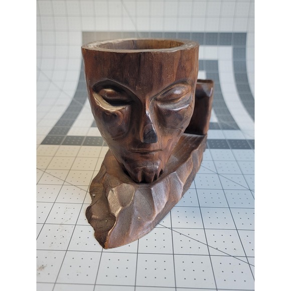 Vintage Carved Wooden Pipe Smokers Companion Stand Rack Ashtray Matchbook Hldr - Picture 2 of 8